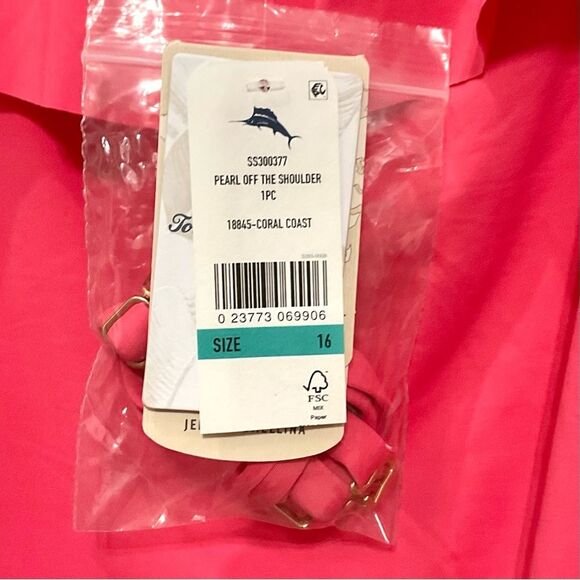 Tommy Bahama Pearl Off The Shoulder One Piece Swimsuit Sz 16 New Coral Coast - Picture 4 of 9